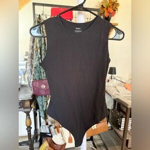 Quince 87% Organic Cotton Black Tank Bodysuit XS NWT